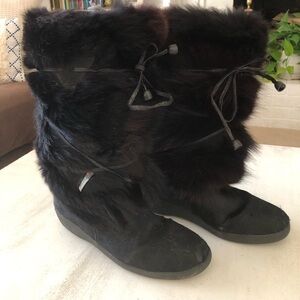 Pajar Black Fur-Lined Winter Boots Womens preowned size 8